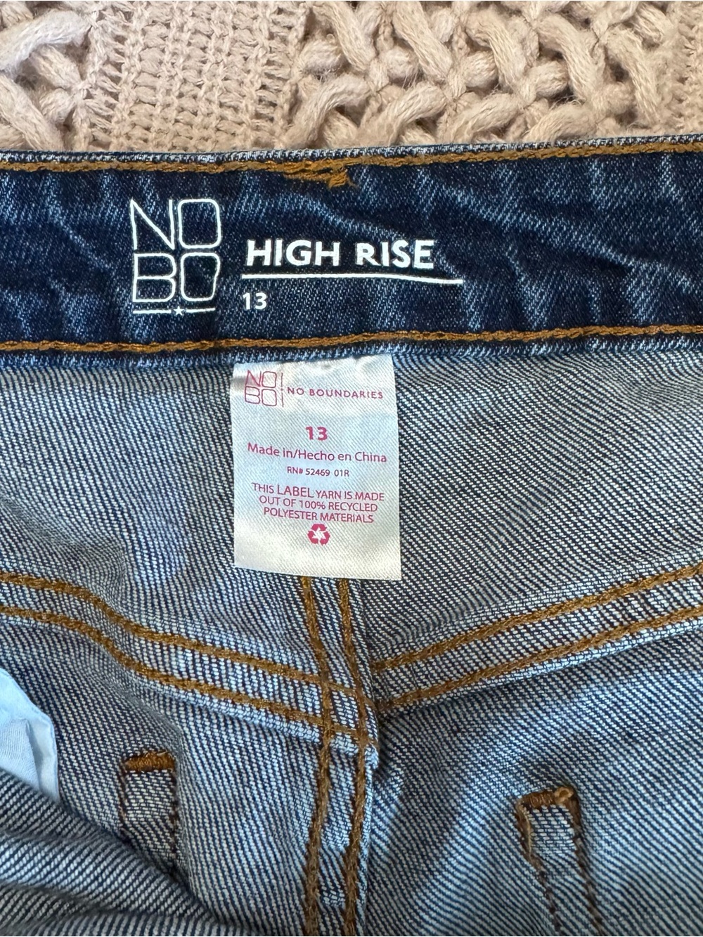 High Rise Distressed Jeans Size 13 Dark Wash Ripped - Picture 3 of 3